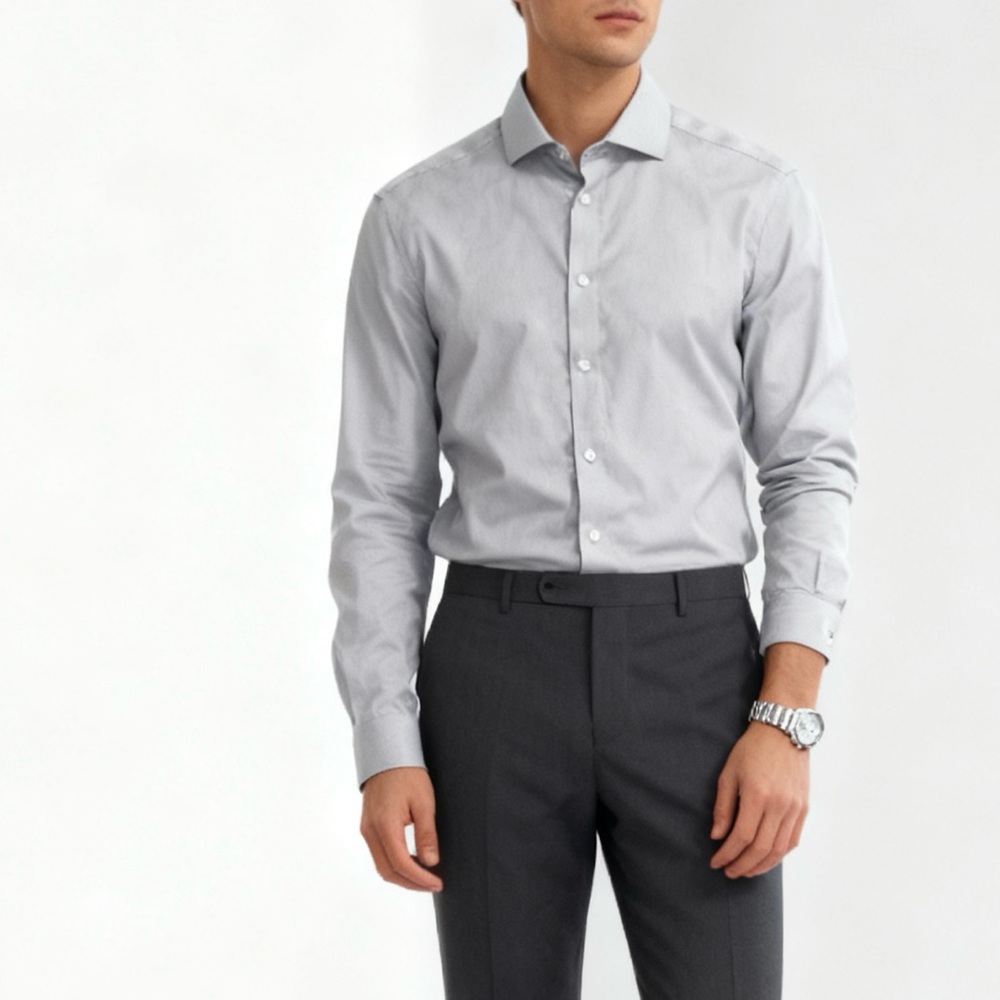 Calvin Klein Men's Light Gray Dress Shirt -slim fit (15 1/2)